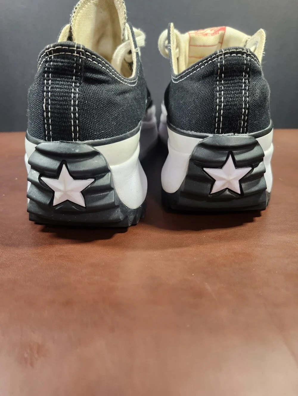 Platform Canvas Low-Top Sneakers in Black and White